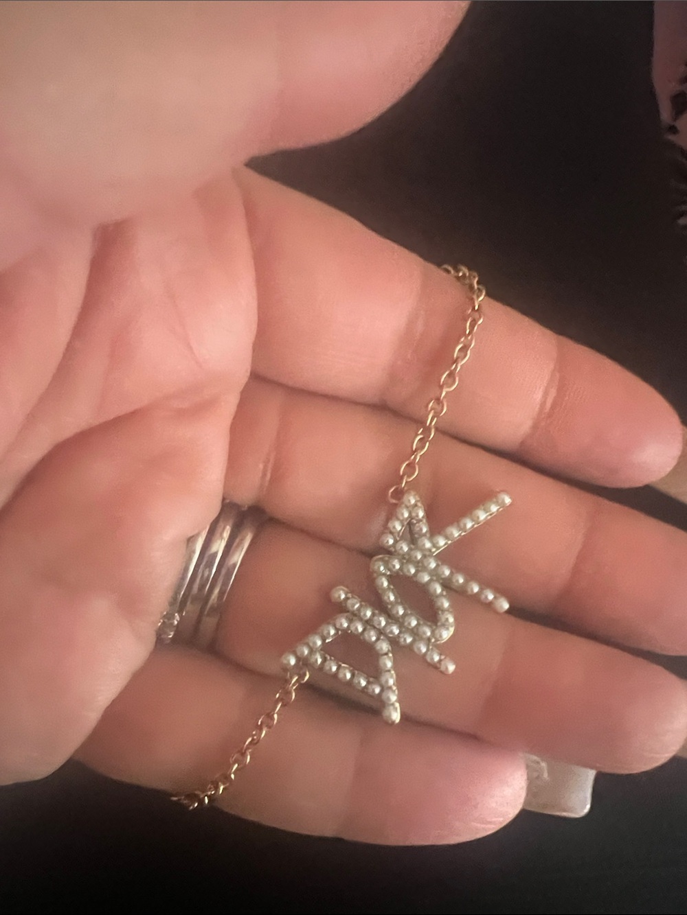 Dior Gold Tone Logo Script Necklace with Crystal Accents - Picture 4 of 4
